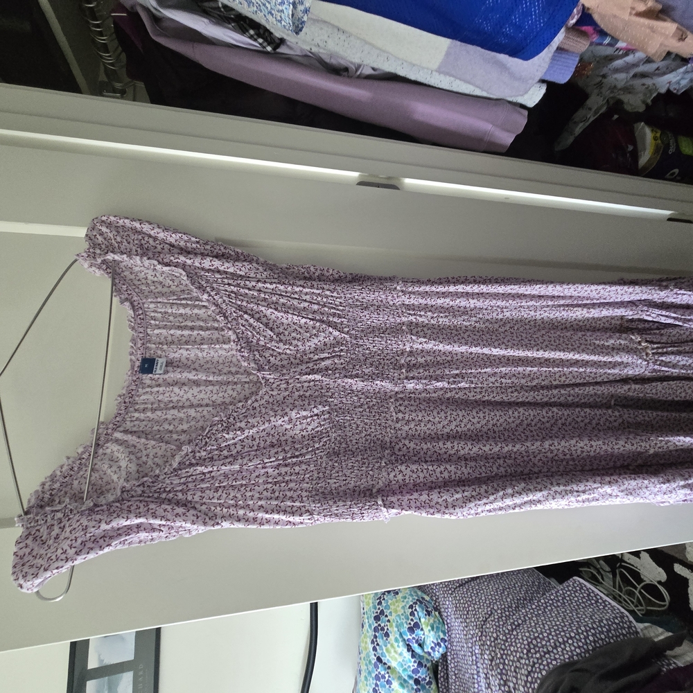 Old Navy Waist-Defined Purple Floral Midi Dress